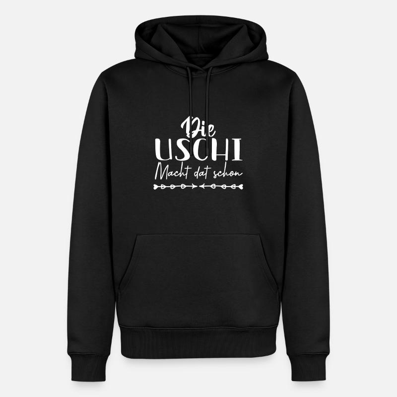 uschi - Männer Premium Bio Hoodie - Schwarz
