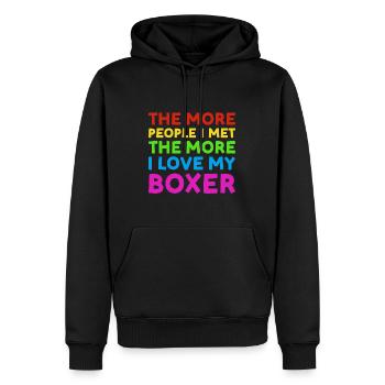 More People I Met More I Love Boxer - Männer Premium Bio Hoodie - Schwarz - Vorne - Nico (187cm)