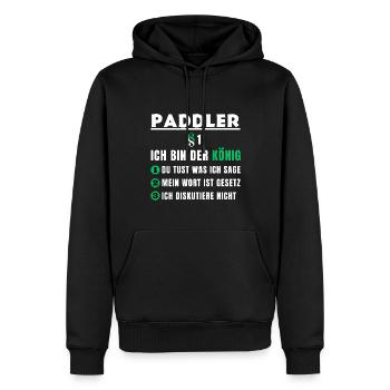 Cadeau de pagayeur - je suis le roi - Sweat à capuche Premium bio Homme - noir - Devant - Nico (187cm)