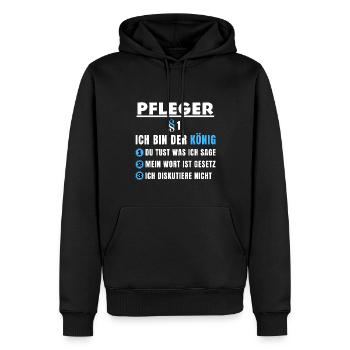 Pfleger Geschenk - Ich bin der König - Männer Premium Bio Hoodie - Schwarz - Vorne - Nico (187cm)