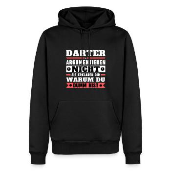 Les dards ne se disputent pas - Sweat à capuche Premium bio Homme - noir - Devant - Nico (187cm)