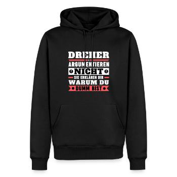 Les tourneurs ne discutent pas - Sweat à capuche Premium bio Homme - noir - Devant - Nico (187cm)