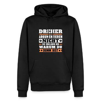 Dreher argumentieren nicht - Männer Premium Bio Hoodie - Schwarz - Vorne - Nico (187cm)
