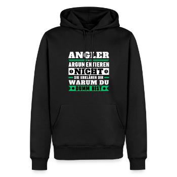 Angler argumentieren nicht - Männer Premium Bio Hoodie - Schwarz - Vorne - Nico (187cm)