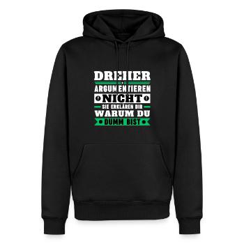 Les tourneurs ne discutent pas - Sweat à capuche Premium bio Homme - noir - Devant - Nico (187cm)