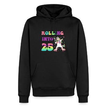 Rouler dans 25 ans Licorne - Sweat à capuche Premium bio Homme - noir - Devant - Nico (187cm)