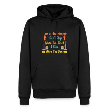 Femme de ménage Ménage - Sweat à capuche Premium bio Homme - noir - Devant - Nico (187cm)