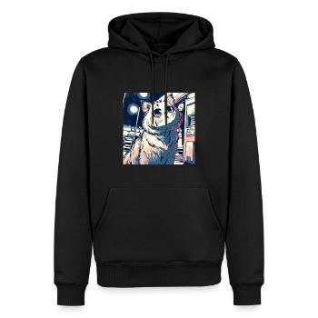 Cat Manga - Sweat à capuche Premium bio Homme - noir - Devant - Nico (187cm)