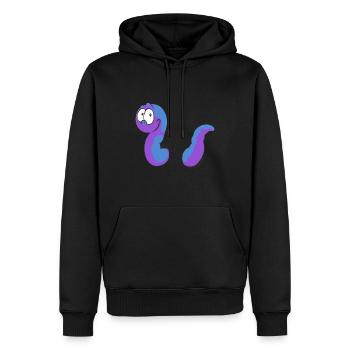 Wurm im Cartoon Stil in violett - Männer Premium Bio Hoodie - Schwarz - Vorne - Nico (187cm)