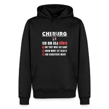 Chirurg Geschenk - Ich bin der König - Männer Premium Bio Hoodie - Schwarz - Vorne - Nico (187cm)