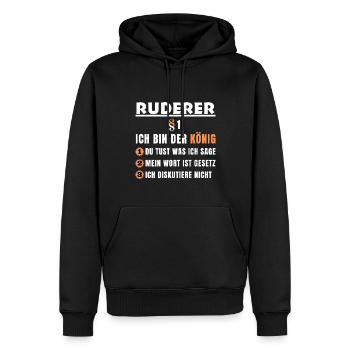 Cadeau de rameur - Je suis le roi - Sweat à capuche Premium bio Homme - noir - Devant - Nico (187cm)