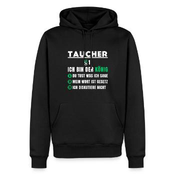 Cadeau de plongeur - Je suis le roi - Sweat à capuche Premium bio Homme - noir - Devant - Nico (187cm)