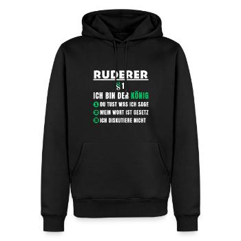 Cadeau de rameur - Je suis le roi - Sweat à capuche Premium bio Homme - noir - Devant - Nico (187cm)