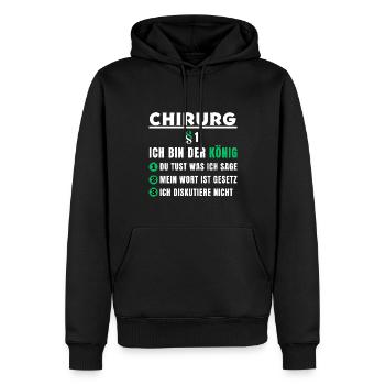 Chirurg Geschenk - Ich bin der König - Männer Premium Bio Hoodie - Schwarz - Vorne - Nico (187cm)