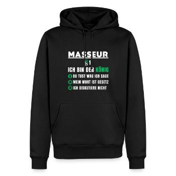 Masseur Geschenk - Ich bin der König - Männer Premium Bio Hoodie - Schwarz - Vorne - Nico (187cm)