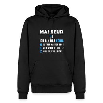 Masseur Gift - I'm the King - Men’s Premium Organic Hoodie - black - Front - Nico (187cm)
