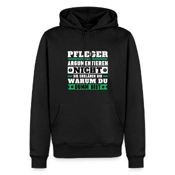 Pfleger argumentieren nicht - Männer Premium Bio Hoodie - Schwarz - Vorne - Nico (187cm)