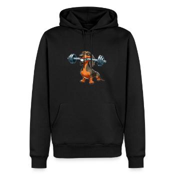 Teckel Haltères Workout Fitness - Sweat à capuche Premium bio Homme - noir - Devant - Nico (187cm)