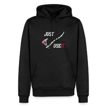 Just use it Axt Wikinger - Männer Premium Bio Hoodie - Schwarz - Vorne - Nico (187cm)