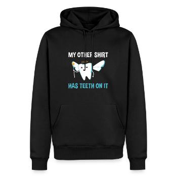 My Other Shirt Hast Teeth On It Dental Assistant - Men’s Premium Organic Hoodie - black - Front - Nico (187cm)