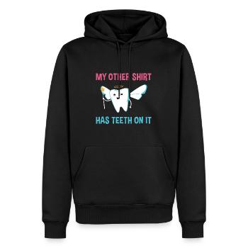 My Other Shirt Hast Teeth On It Dental Assistant - Men’s Premium Organic Hoodie - black - Front - Nico (187cm)