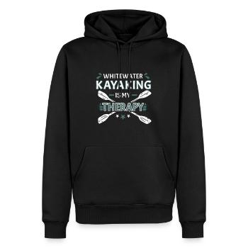 Whitewater Kayaking Is My Therapy - Männer Premium Bio Hoodie - Schwarz - Vorne - Nico (187cm)