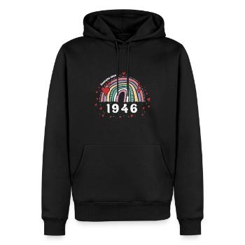 Cute Rainbow Awesome 1946 - 77. Geburtstag mit - Männer Premium Bio Hoodie - Schwarz - Vorne - Nico (187cm)