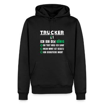 Trucker Gift - I'm the King - Men’s Premium Organic Hoodie - black - Front - Nico (187cm)