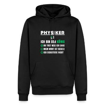 Cadeau de physicien - Je suis le roi - Sweat à capuche Premium bio Homme - noir - Devant - Nico (187cm)
