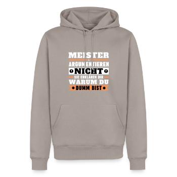 Les maîtres ne discutent pas - Sweat à capuche Premium bio Homme - taupe - Devant - Nico (187cm)
