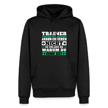 Trainer argumentieren nicht - Männer Premium Bio Hoodie - Schwarz - Vorne - Nico (187cm)