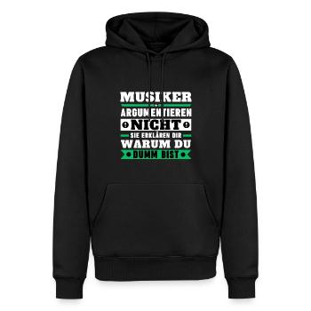 Les musiciens ne discutent pas - Sweat à capuche Premium bio Homme - noir - Devant - Nico (187cm)