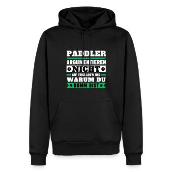 Paddlers don't argue - Men’s Premium Organic Hoodie - black - Front - Nico (187cm)