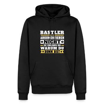 Bastler argumentieren nicht - Männer Premium Bio Hoodie - Schwarz - Vorne - Nico (187cm)