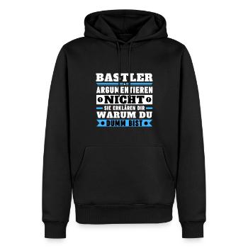 Bastler argumentieren nicht - Männer Premium Bio Hoodie - Schwarz - Vorne - Nico (187cm)