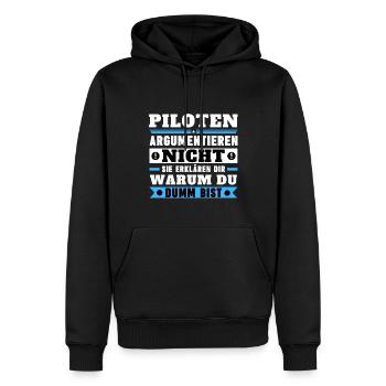 Les pilotes ne se disputent pas - Sweat à capuche Premium bio Homme - noir - Devant - Nico (187cm)