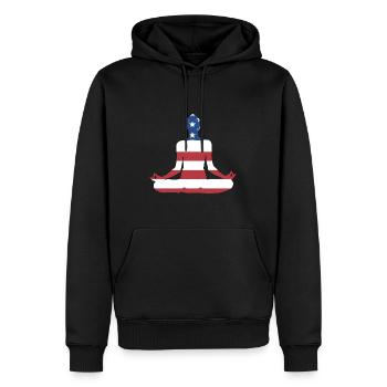 Yogi Us Flag Yoga - Männer Premium Bio Hoodie - Schwarz - Vorne - Nico (187cm)