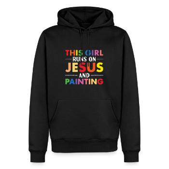 Painter This Girl Runs On Jesus And Painting - Men’s Premium Organic Hoodie - black - Front - Nico (187cm)