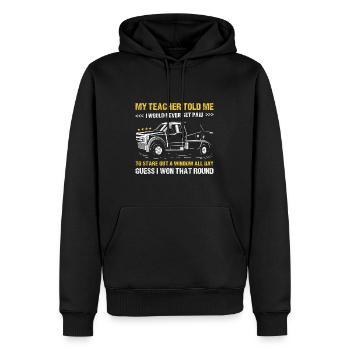 My Teacher Told Me I Would Never Get Paid TowTruck - Männer Premium Bio Hoodie - Schwarz - Vorne - Nico (187cm)