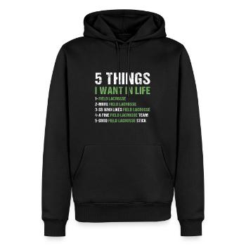 Sport 5 choses que je veux dans la vie La crosse au champ - Sweat à capuche Premium bio Homme - noir - Devant - Nico (187cm)