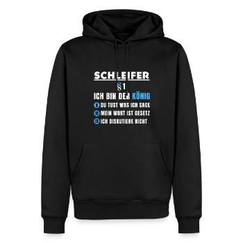 Grinder Gift - I'm the King - Men’s Premium Organic Hoodie - black - Front - Nico (187cm)