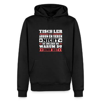Les charpentiers ne se disputent pas - Sweat à capuche Premium bio Homme - noir - Devant - Nico (187cm)