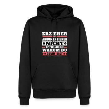 Les éducateurs ne discutent pas - Sweat à capuche Premium bio Homme - noir - Devant - Nico (187cm)