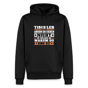 Les charpentiers ne se disputent pas - Sweat à capuche Premium bio Homme - noir - Devant - Nico (187cm)