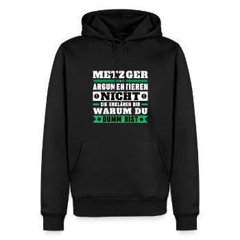 Les bouchers ne discutent pas - Sweat à capuche Premium bio Homme - noir - Devant - Nico (187cm)
