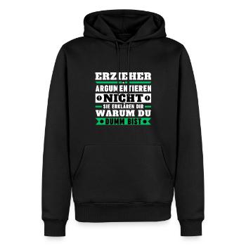 Les éducateurs ne discutent pas - Sweat à capuche Premium bio Homme - noir - Devant - Nico (187cm)