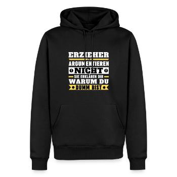 Les éducateurs ne discutent pas - Sweat à capuche Premium bio Homme - noir - Devant - Nico (187cm)
