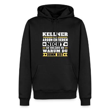 Les serveurs ne se disputent pas - Sweat à capuche Premium bio Homme - noir - Devant - Nico (187cm)