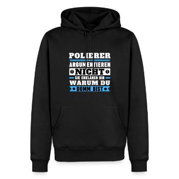 Les polisseurs ne discutent pas - Sweat à capuche Premium bio Homme - noir - Devant - Nico (187cm)
