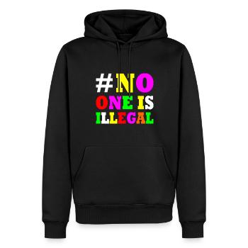 No one is illegal - Sweat à capuche Premium bio Homme - noir - Devant - Nico (187cm)